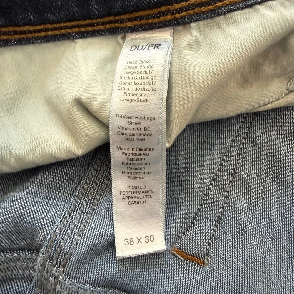 DU/ER L2X‎ Relaxed Fit Jeans Mens 38x30 Blue Performance Denim Dark Wash